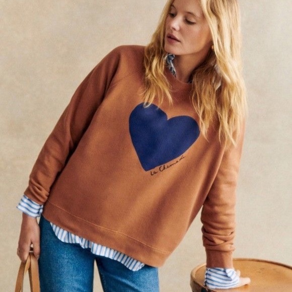 Sezane Sweaters - Sezane La Chamade Sweatshirt Coffee / Navy - Size M
